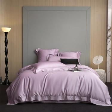 Imagem de Conjunto de cama premium em algodão, liso e macio, tamanho Queen/King, com capa de edredom, lençol de baixo, fronhas, cor 9, lençol de baixo 1,5MBed.