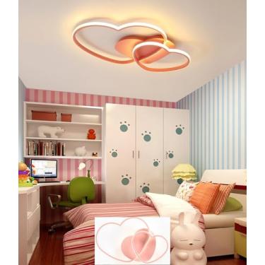 Imagem de Luminária de teto LED moderna com desenho animado, dimerizável, para sala de estar, quarto, sala de jantar e sala de jantar (rosa, 50 cm)