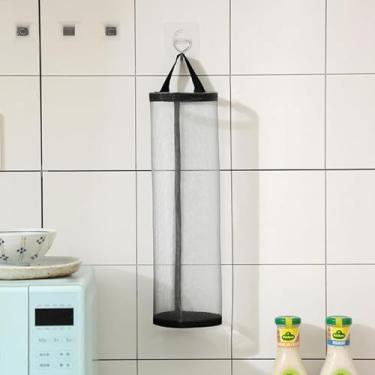Imagem de Suporte de saco de plástico, suporte de sacola de compras de malha, dispensador de saco de armazenamento para pendurar no lixo, cesto de lixo e sacola de compras de supermercado, ideal para casa e
