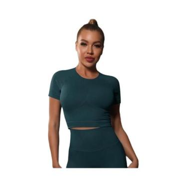 Imagem de Camiseta Esportiva Feminina Sem Costura - Ideal para Ioga, Fitness e T