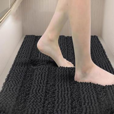 Imagem de Tapete de banheiro de chenille - Tapete de banheiro antiderrapante super macio, lavável na máquina, tapete de banho de secagem rápida, tapete de banheiro felpudo de pelúcia, banheiro antiderrapante C