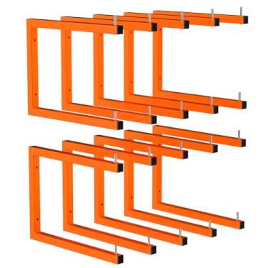 Imagem de Asxevn Pacote com 10 prateleiras de madeira | Armazenamento de madeira montado na parede | Rack de madeira resistente de 10 camadas | Organizador de madeira de metal para garagem com capacidade de 907