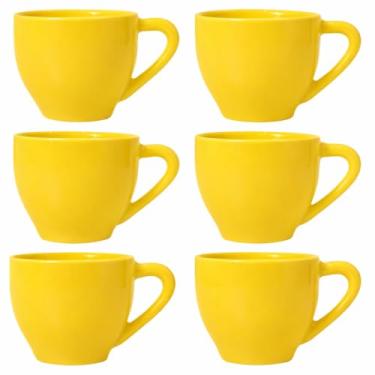 Imagem de Jogo de Xicaras para Café 70ml Porcelana Branca(6 Xícaras Amarelas)