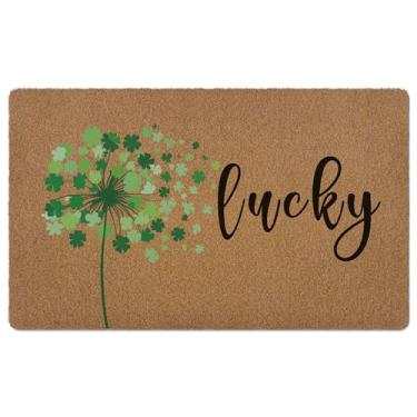 Imagem de huester Tapete de porta de boas-vindas do Dia de São Patrício, trevo sortudo de São Patrício, trevo de quatro folhas, decorativo para casa, interior, exterior, varanda, entrada, exterior, capacho de