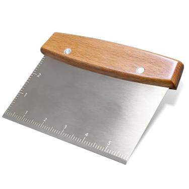 Imagem de Vriysei Cortador de massa profissional e raspador de bancada - Ferramenta raspadora de massa definitiva com lâmina de aço inoxidável e cabo de madeira (2)
