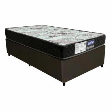 Imagem de Cama Box Marrom + Colchão D23 GAZIN SONOLAR SUPREME 88x188x51cm 100% ESPUMA INMETRO