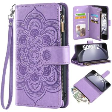 Imagem de Asuwish Capa de telefone para Samsung Galaxy Z Fold 5 5G 2023 capa carteira com protetor de tela de vidro temperado e flor flip porta-cartão de crédito suporte acessórios para celular ZFold5 Z5 G