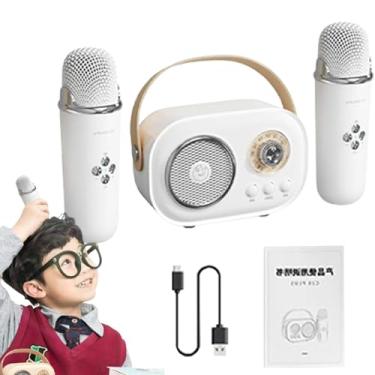 Imagem de Microfone de karaokê sem fio com alto-falante, kit de alto-falante de karaokê sem fio - Karaokê pequeno com dois microfones | Alto-falante portátil de microfone para entretenimento doméstico ajustado