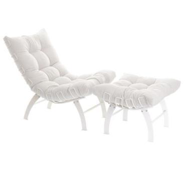 Imagem de Poltrona Com Puff Wire Costela White - Metaltru