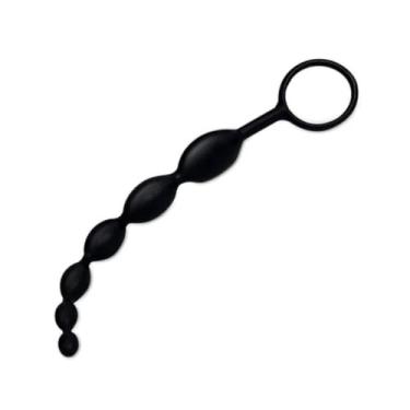 Imagem de Plug Anal Escalonado Com Alça E 6 Esferas Cordão Anal Acessório Erótico Com Alça PL21 (PRETO)