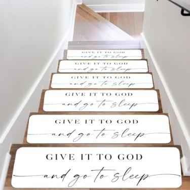 Imagem de Escada antiderrapante de 20,3 x 76,2 cm, tapetes de borracha para escadas, dão a Deus e vão dormir, laváveis, reutilizáveis para degraus de madeira, degraus de escada de segurança interna