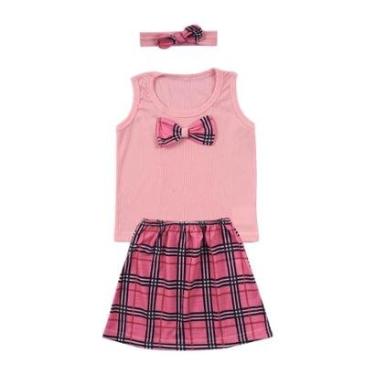 Imagem de Conjunto Infantil Menina Regata e Saia Xadrez - Destak-Feminino