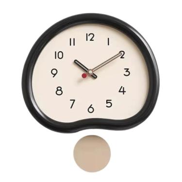 Imagem de KEG801302 Relógio de parede para sala de estar, sem perfuração, balanço criativo, relógio simples, adequado para sala de estar, estudo, quarto, escritório relógio de parede (preto, grande)