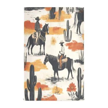 Imagem de xigua Conjunto de 1 panos de prato de cozinha Western Cowboy, macios e altamente absorventes de secagem rápida para limpeza de pratos e limpeza à mão, 71 x 45 cm