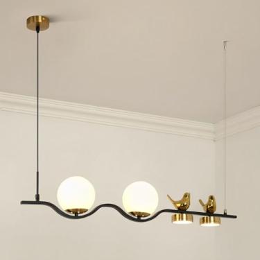 Imagem de Lustres de teto modernos com cúpula de vidro em formato de globo, lustre criativo de 84 cm para sala de jantar, sala de estar, quarto, escritório, cozinha e ilha.