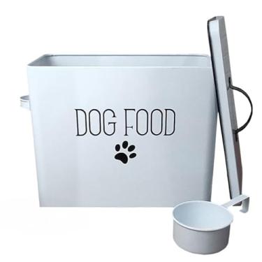 Imagem de Lata Porta Ração Pet Metal com Tampa Vedada e Colher Medidora - Cães e Gatos Pote De Racao Para Caes