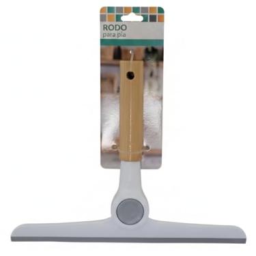 Imagem de Rodinho Pia Vidro Bambu Cabo Rotativo 180 Graus 24cm Rodo Cozinha Vidraça Janela