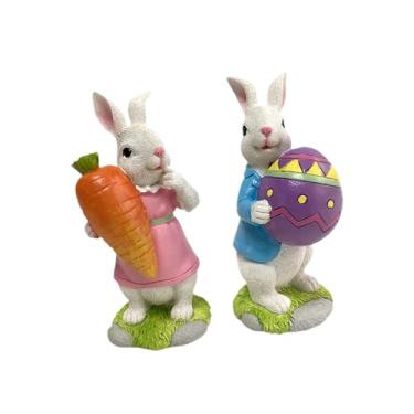 Imagem de Baoblaze 2x Estatuetas de da Páscoa, Decoração de Páscoa, Enfeite de Mesa, Escultura Adorável de para Estante, Jardim ou Escritório