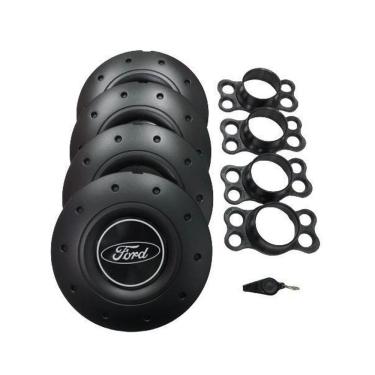Imagem de Jogo De Calotas De Centro Miollo Para Ford New Fiesta Aro 15 2012/2019 Estilo Amarok Preto