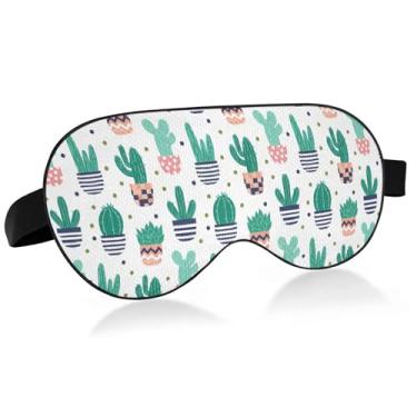 Imagem de Burbuja Máscara de dormir de cacto para mulheres e homens, máscara de olhos refrescante para dormir lateral com blackout com alça elástica ajustável para viajar