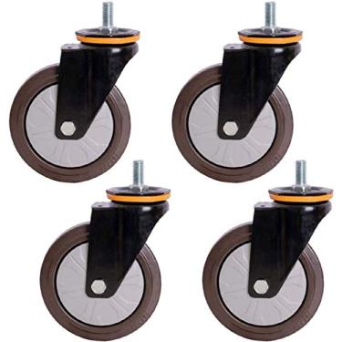 Imagem de Rodas de rodízio resistentes - 4 peças de rodízios de placa giratória de borracha para móveis, carrinho, transporte industrial - Rodas de substituição duráveis para mobilidade suave