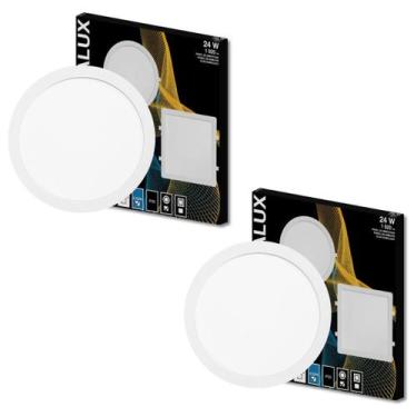 Imagem de 2 Painel Led De Embutir 6500k Frio Biv 1920lm 24w Bellalux, Bivolt