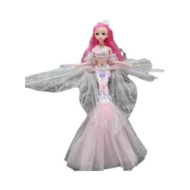 Imagem de Boneca Sereia De 45cm Com Olhos Azuis, Vestido De Princesa, Brinquedo 