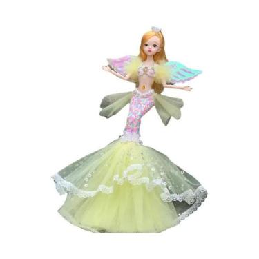 Imagem de Boneca Sereia De 45cm Com Olhos Azuis, Vestido De Princesa, Brinquedo 