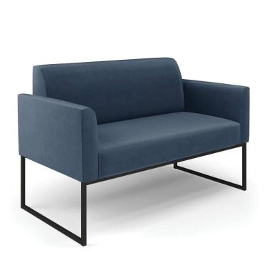 Imagem de Sofá Namoradeira Base Industrial Preto Marisa Suede Cor Azul Marinho