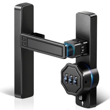 Imagem de Fechadura de porta de celeiro, trava dobrável com combinação, trava de porta deslizante de 90/180 graus, armário de 3 dígitos sem chave, parafuso de trava de portão para porta de celeiro de portão