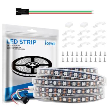 Imagem de Fita de luzes LED WS2812B de 5 V, 300 LEDs RGB IC 5050SMD endereçáveis individuais - PCB preto flexível IP67-60LEDs/m MagicRGB Dream Color para projetos DIY Chasing Color (sem fonte de alimentação e