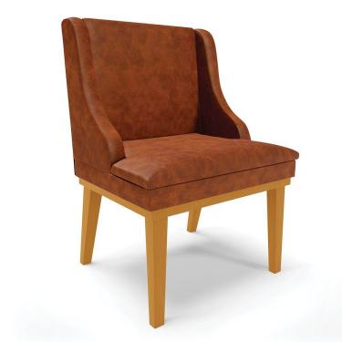 Imagem de Cadeira De Jantar Corano Nozes Base Madeira Castanho