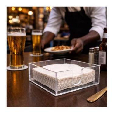 Imagem de Porta Guardanapos Horizontal Acrílico 17X17 cm Bar Restaurante Casa Co