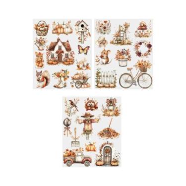 Imagem de Adesivos De Transferência UV DTF DIY De Flores De Abóbora De Outono Pa