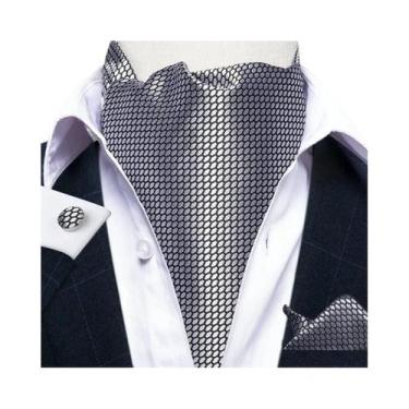 Imagem de Conjunto De Abotoaduras De Luxo Masculinas Ascot Com Lenço De Bolso Pa