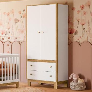 Imagem de Guarda Roupa Infantil Flora 2 Portas 3 Gavetas Branco Acetinado - Qmov