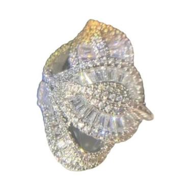 Imagem de Anel De Noivado Feminino Com Zircônia Cúbica Em Forma De Três Folhas, 