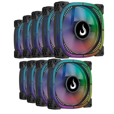 Imagem de Kit 7 Fans Rise Mode Aura Pro ARGB 120mm C/ Controladora - RM-AUB-02-ARGB