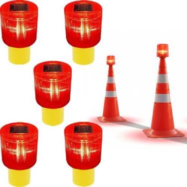 Imagem de Sinalizador Solar Viario Kit 5 Rodovia Cone Transito Avenida Estrada A