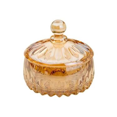 Imagem de Bomboniere baleiro potiche pote vidro c tampa cristal wolff ambar loui