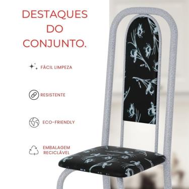 Imagem de Conjunto De Mesa Tubular 6 Cadeiras 140x75cm Mart Perola Com Tampo Em Granito Ocre Letícia 070