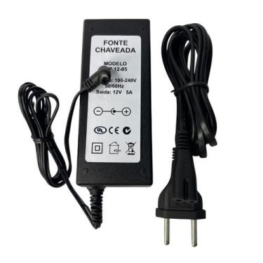 Imagem de Fonte 12v 5a Cftv Fita Led 110v/220v Bivolt - Genérica
