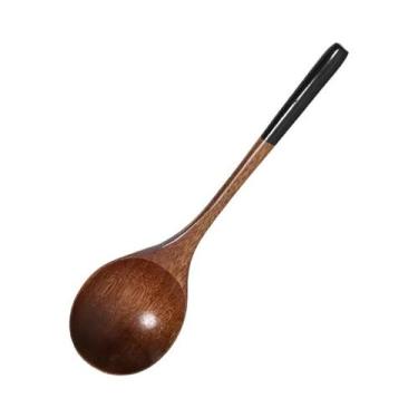 Imagem de Colher De Sopa De Madeira Natural Longa Para Arroz, Açúcar E Mingau - 