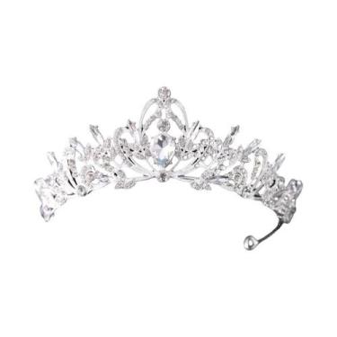 Imagem de Tiara De Noiva Em Cristal Prateado Com Strass, Coroa De Princesa Para 