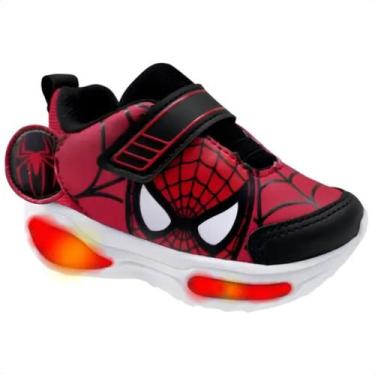 Imagem de Tênis Mini Pé Led Spider Tira Auto Colante Estiloso Infantil Vermelho 
