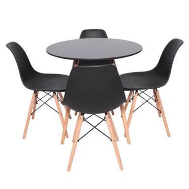 Imagem de Kit 4 Cadeiras Eiffel preto + Mesa Redonda 70cm preto - Cadeiras INC