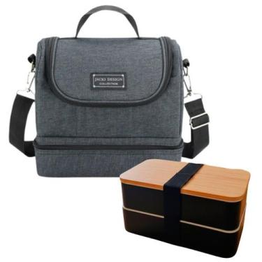 Imagem de Kit 2 bolsa Térmica 2 compartimentos Lancheira Necessaire Lanches Bebi