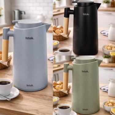 Imagem de Garrafa Térmica Amsterdã com Cabo de Madeira 1 Litro - Sortida - Istok