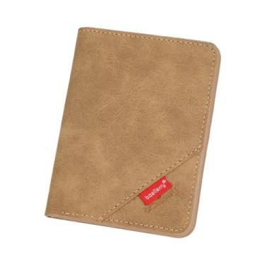 Imagem de Carteira Masculina Slim De Couro PU Com Porta-Cartões, Clipe Para Dinh