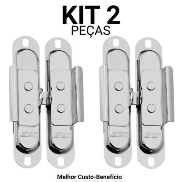 Imagem de Kit 2 Fecho Automáticos Stam Niquelado para Janelas Madeira Alumínio e